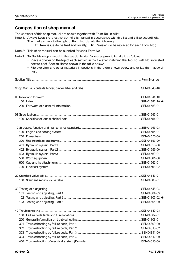 Komatsu PC78US-8 Excavator Workshop Manual SN 15001 and UP Printed Book - Image 7
