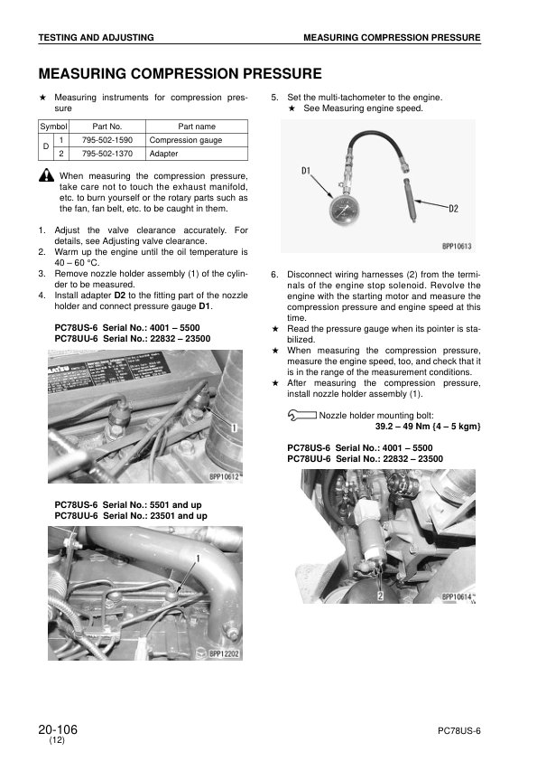 Komatsu PC78UU-6 PC78US-6 Excavator Workshop Manual SN 22832 4001 4809 and UP - Image 12
