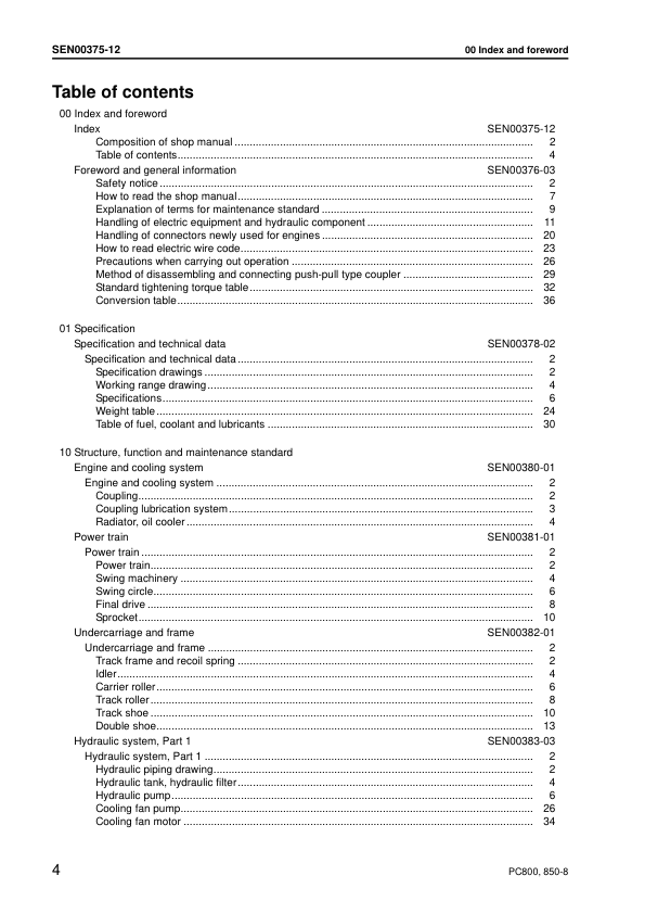 Komatsu PC800 LC SE-8 PC850 SE-8 Excavator Workshop Manual SN 50001 10001 and UP SEN0037312 Printed Book - Image 8