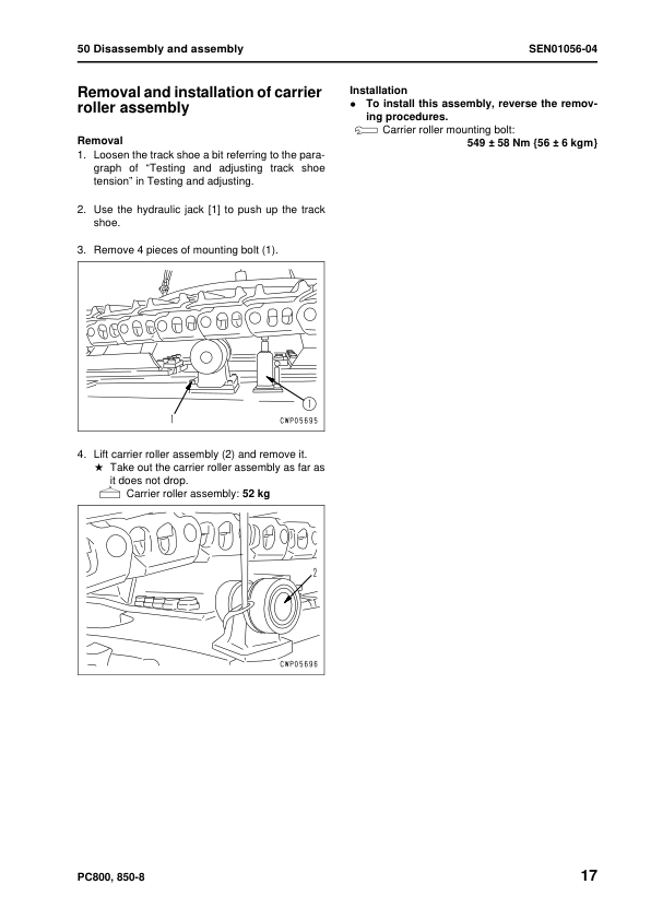 Komatsu PC800 LC SE-8 PC850 SE-8 Excavator Workshop Manual SN 50001 10001 and UP SEN0037312 Printed Book - Image 18