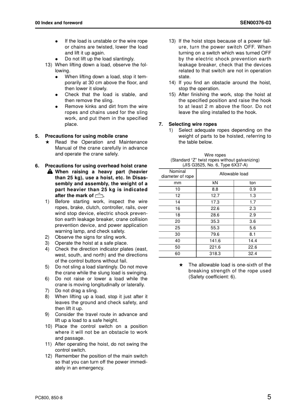 Komatsu PC800 LC SE-8 PC850 SE-8 Excavator Workshop Manual SN 50001 10001 and UP SEN0037312 Printed Book - Image 13