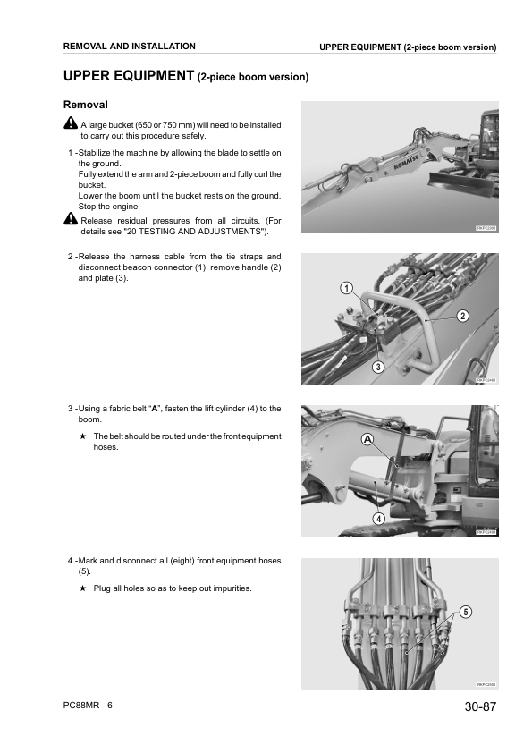 Komatsu PC88MR-6 Excavator Workshop Manual SN F00003 and UP Printed Book - Image 16