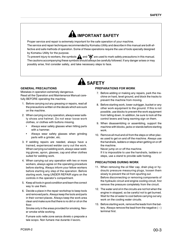 Komatsu PC95R-2 Excavator Workshop Manual SN 21D5210001 21D5220001 and UP - Image 7