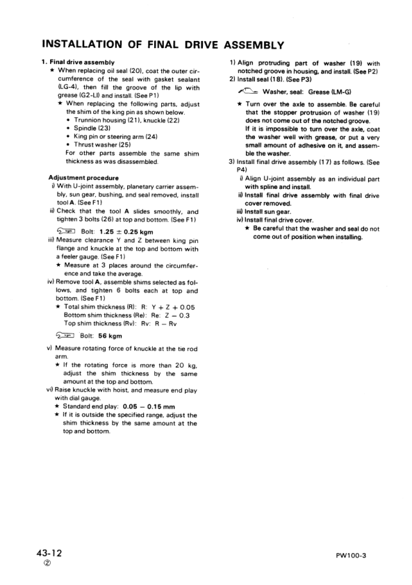 Komatsu PW100-3 Wheeled Excavator Workshop Manual SN 1890 and UP Printed Book - Image 15