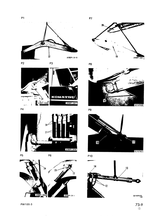 Komatsu PW100-3 Wheeled Excavator Workshop Manual SN 1890 and UP Printed Book - Image 20