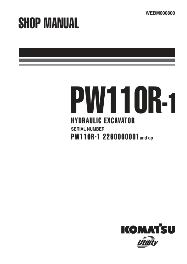 Komatsu PW110R-1 Wheeled Excavator Workshop Manual SN 2260000001 and UP Printed Book - Image 2