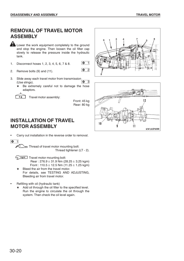 Komatsu PW130ES-6K Wheeled Excavator Workshop Manual UEBM001202 Printed Book - Image 12