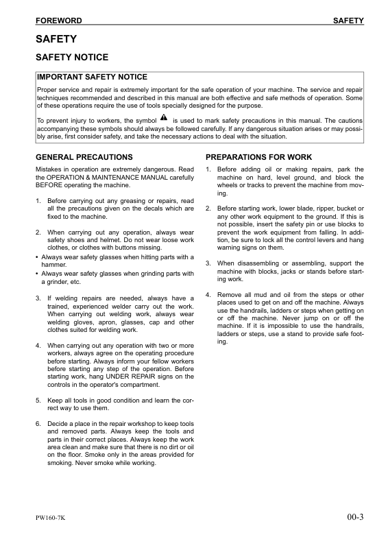 Komatsu PW160-7K Wheeled Excavator Workshop Manual SN K40001 and UP - Image 6