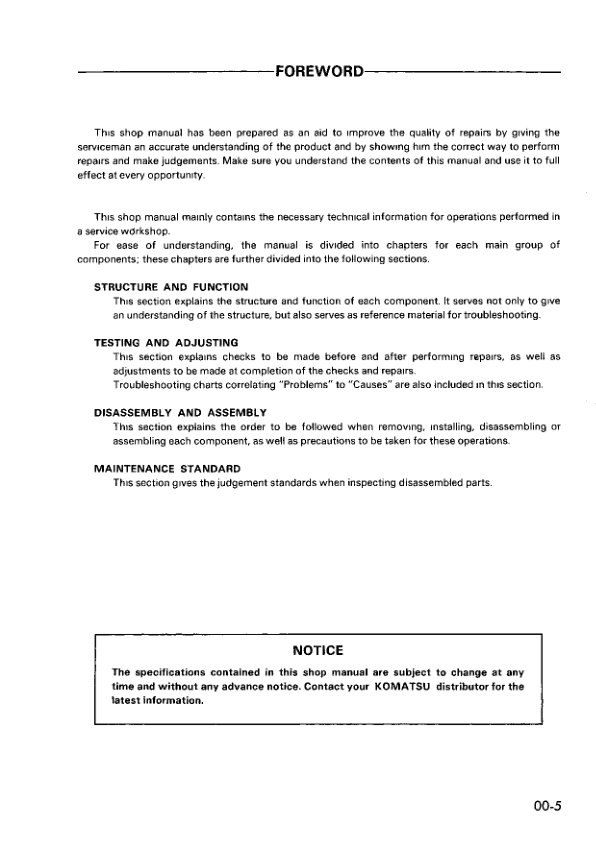 Komatsu PW170-5K Wheeled Excavator Workshop Manual SN K20001 and UP Printed Book - Image 10