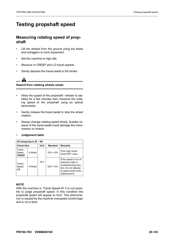 Komatsu PW180-7E0 Wheeled Excavator Workshop Manual SN H55051 and UP Printed Book - Image 14