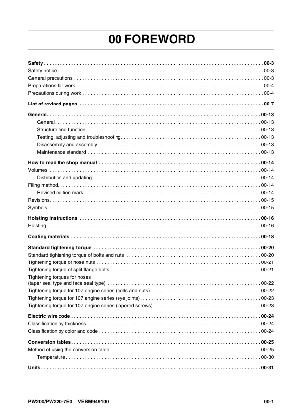 Komatsu PW200-7E0 PW220-7Eo Wheeled Excavator Workshop Manual SN H55051 and UP Printed Book - Image 5