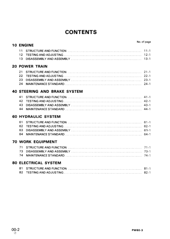 Komatsu PW60-3 Wheeled Excavator Workshop Manual SN 2001 and UP - Image 6