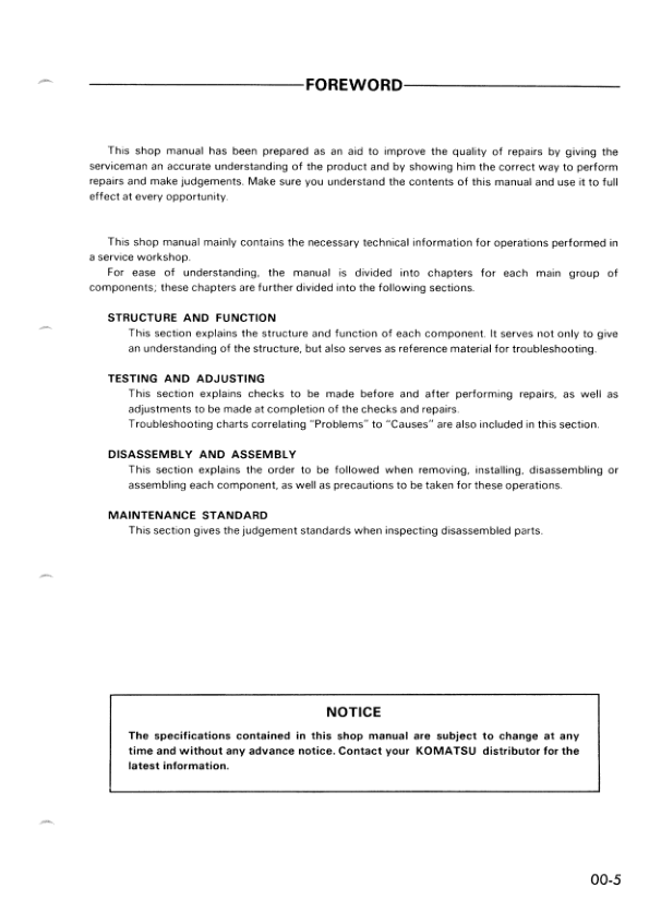 Komatsu PW60-3 Wheeled Excavator Workshop Manual SN 2001 and UP - Image 10