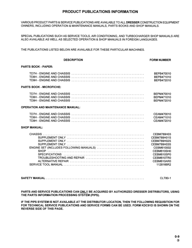 Komatsu TD7H TD8H TD9H Crawler Tractor Dozer Workshop Manual - Image 3