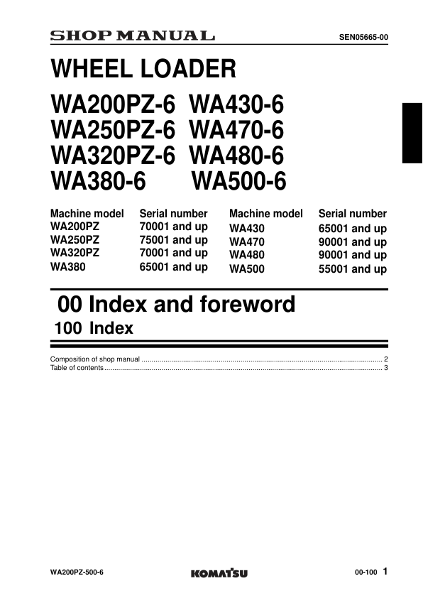 Komatsu WA200PZ-6 250PZ-6 320PZ-6 380-6 430-6 470-6 480-6 500-6 Wheel Loader Workshop Manual - Image 5