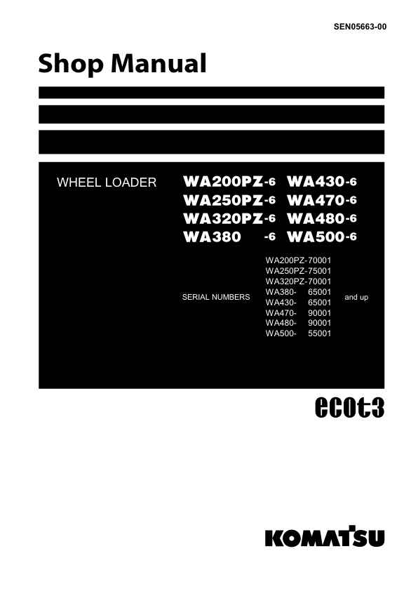 Komatsu WA200PZ-6 250PZ-6 320PZ-6 380-6 430-6 470-6 480-6 500-6 Wheel Loader Workshop Manual - Image 2