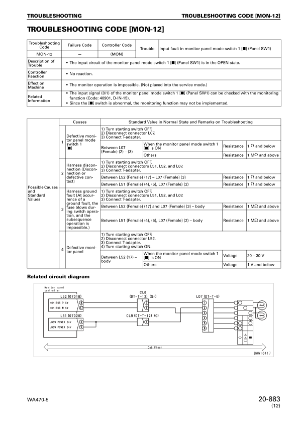 Komatsu WA470-5 WA480-5 Wheel Loader Workshop Manual SN 70001 80001 and UP - Image 20