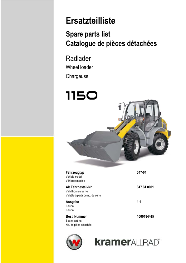 Kramer 1150 Wheel Loader Parts Catalog SN from 347040001 - Image 2