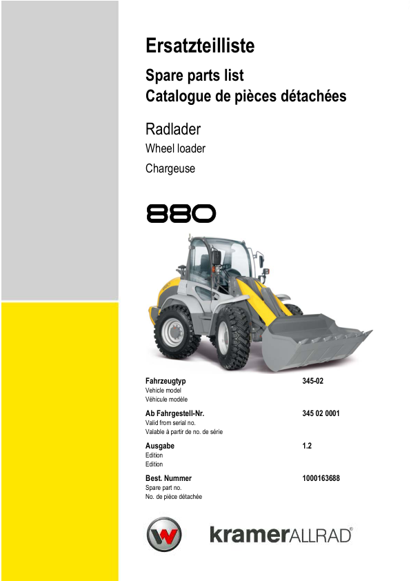 Kramer 880 Wheel Loader Parts Catalog SN from 345020001 v1.2 - Image 2