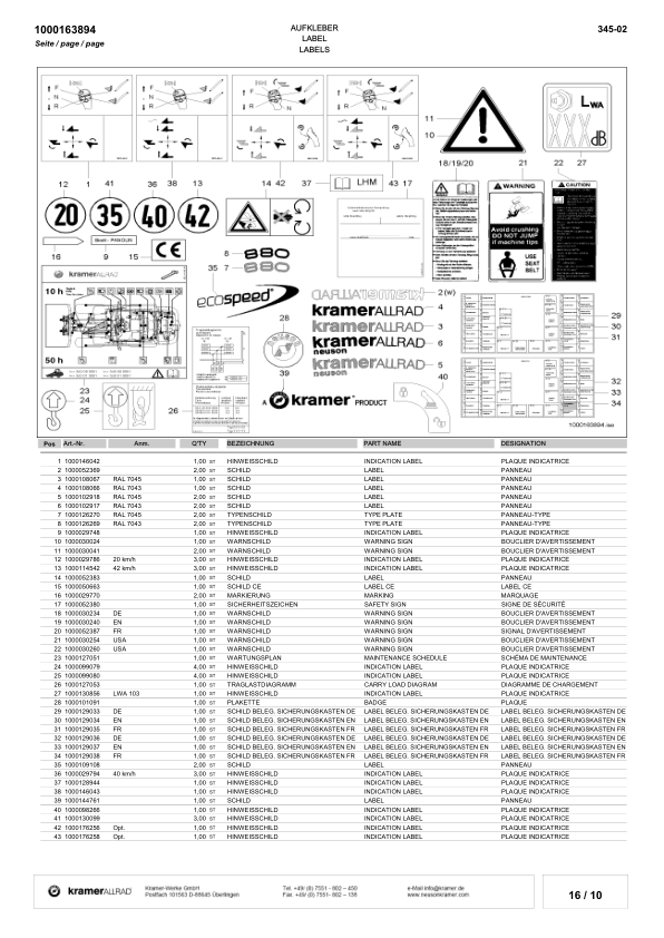 Kramer 880 Wheel Loader Parts Catalog SN from 345020001 v1.2 - Image 17