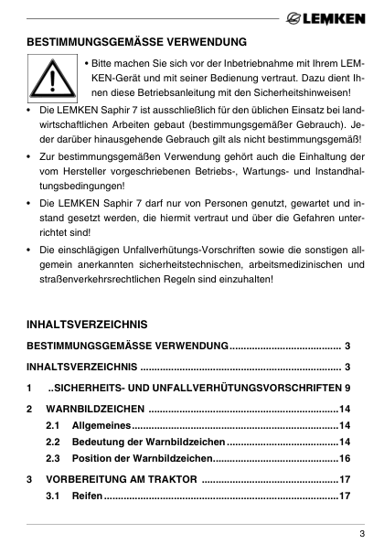 Lemken Saphir 7 DS ES S Seed Drill Operators Manual DE - Image 6