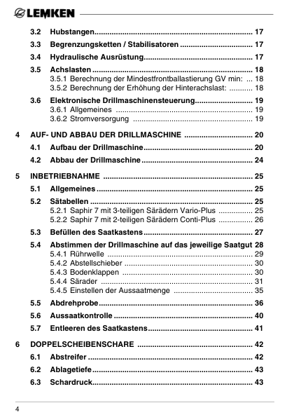 Lemken Saphir 7 DS ES S Seed Drill Operators Manual DE - Image 7