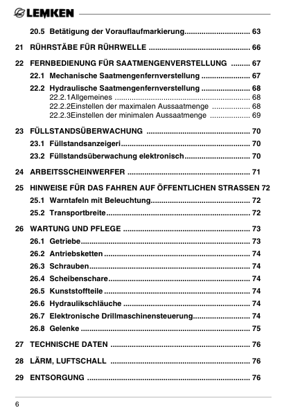 Lemken Saphir 7 DS ES S Seed Drill Operators Manual DE - Image 9