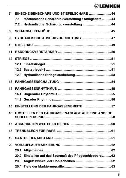 Lemken Saphir 7 DS ES S Seed Drill Operators Manual DE - Image 8