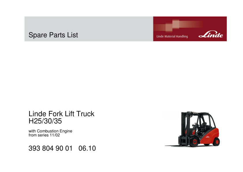 Linde H25 H30 H35 393 Series Forklift Parts Catalog - Image 2