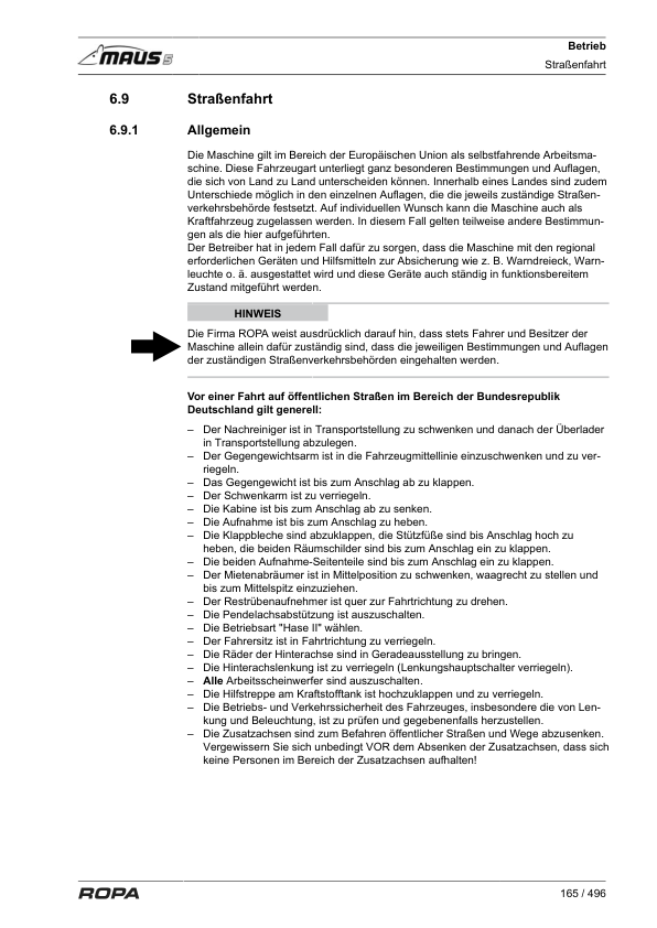 ROPA MAUS 5 Operators Manual - Image 13