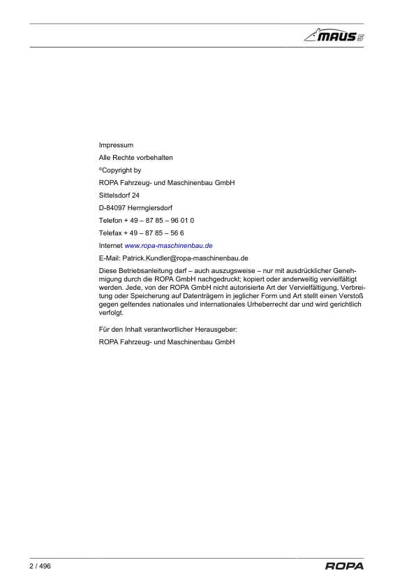 ROPA MAUS 5 Operators Manual - Image 6