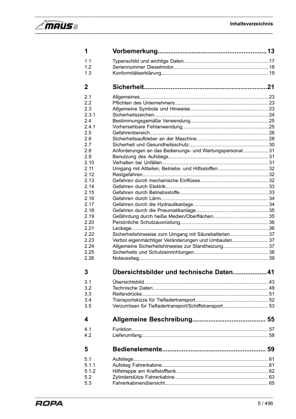 ROPA MAUS 5 Operators Manual - Image 7