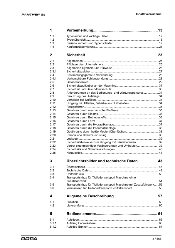 ROPA Panther 2S Operation and Maintenance Manual DE - Image 7