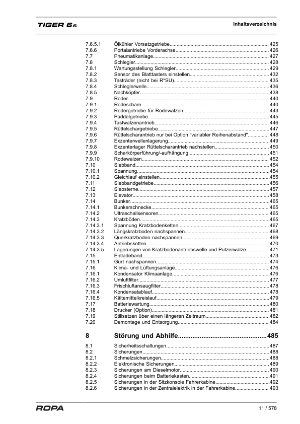 ROPA Tiger 6S Operation and Maintenance Manual DE - Image 4