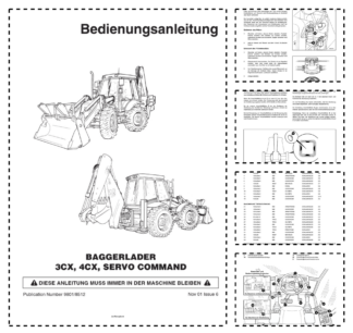 JCB 3CX 4CX 4C 4CN Servo Command Backhoe Loader Operators Manual 483468-499999 DE 9801/8512