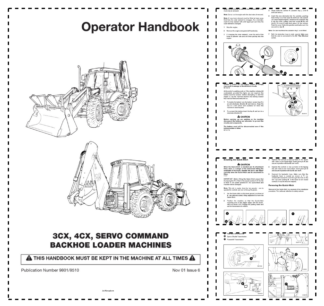 JCB 3CX 4CX 4C 4CN Servo Command Backhoe Loader Operators Manual 483468-499999 ENG 9801/8510
