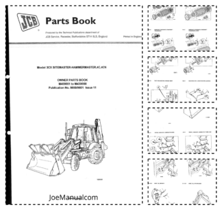 JCB 3CX Sitemaster HammerMaster 4C 4CN Backhoe Loader Parts Catalog 9800/9601-11