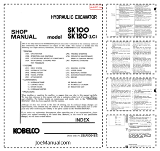 Kobelco SK100 SK120LC Excavator Workshop Manual S5LP0004E