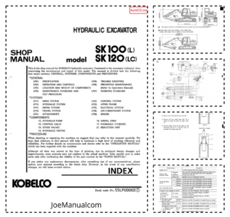 Kobelco SK100L SK120LC Excavator Workshop Manual S5LP0006E