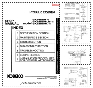 Kobelco SK115SR-1E SK135SRLC-1E SK135SRL-1E Excavator Workshop Manual S5YY0004E