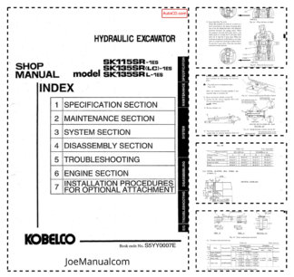 Kobelco SK115SR-1ES SK135SRLC-1ES SK135SRL-1ES Excavator Workshop Manual S5YY0007E