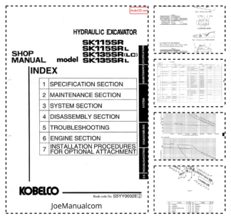 Kobelco SK115SR SK115SRL SK135SRLC SK135SRL Excavator Workshop Manual S5YY0002E