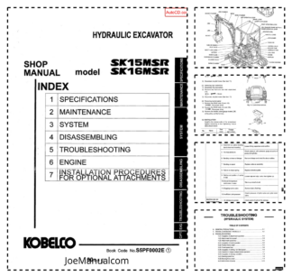 Kobelco SK15MSR SK16MSR Excavator Workshop Manual S5PF0002E
