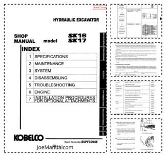 Kobelco SK16 SK17 Excavator Workshop Manual S5PF0004E