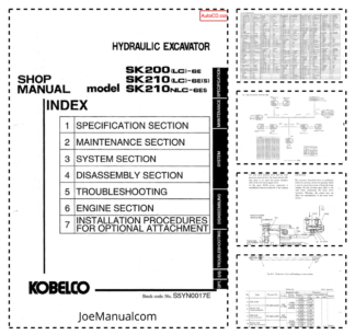 Kobelco SK200LC-6E SK210LC-6ES SK210NLC-6ES Excavator Workshop Manual S5YN0017E