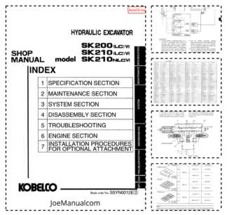 Kobelco SK200LCVI SK210LCVI SK210NLCVI Excavator Workshop Manual S5YN0012E