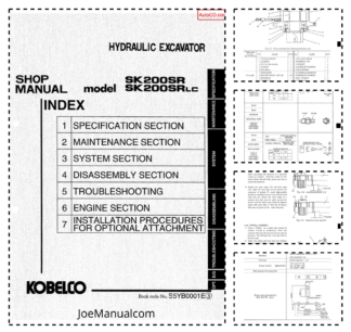 Kobelco SK200SR SK200SRLC Excavator Workshop Manual S5YB0001E