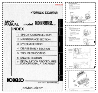 Kobelco SK200SR SK200SRLC Excavator Workshop Manual S5YB0002E