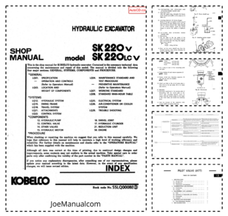 Kobelco SK220V SK220LCV Excavator Workshop Manual S5LQ0008E