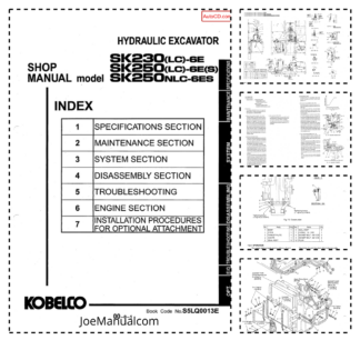Kobelco SK230LC-6E SK250LC6ES SK250NLC-6ES Excavator Workshop Manual S5LQ0013E